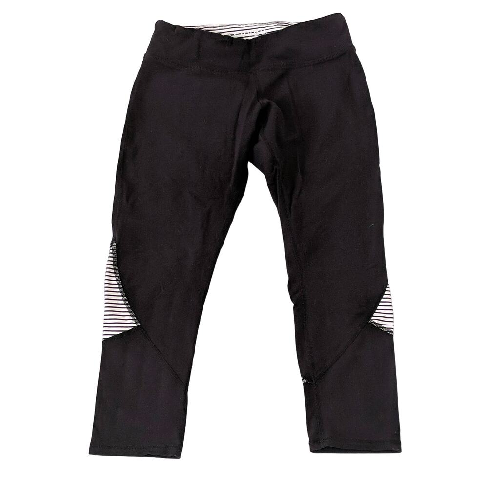 Soybu Womens Leggings Small Striped Black White Cropped Yoga Pants S
